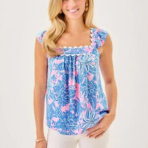 NWT $128 Lilly Pulitzer Gyah Sleeveless Top Conch Shell Pink Up Scale